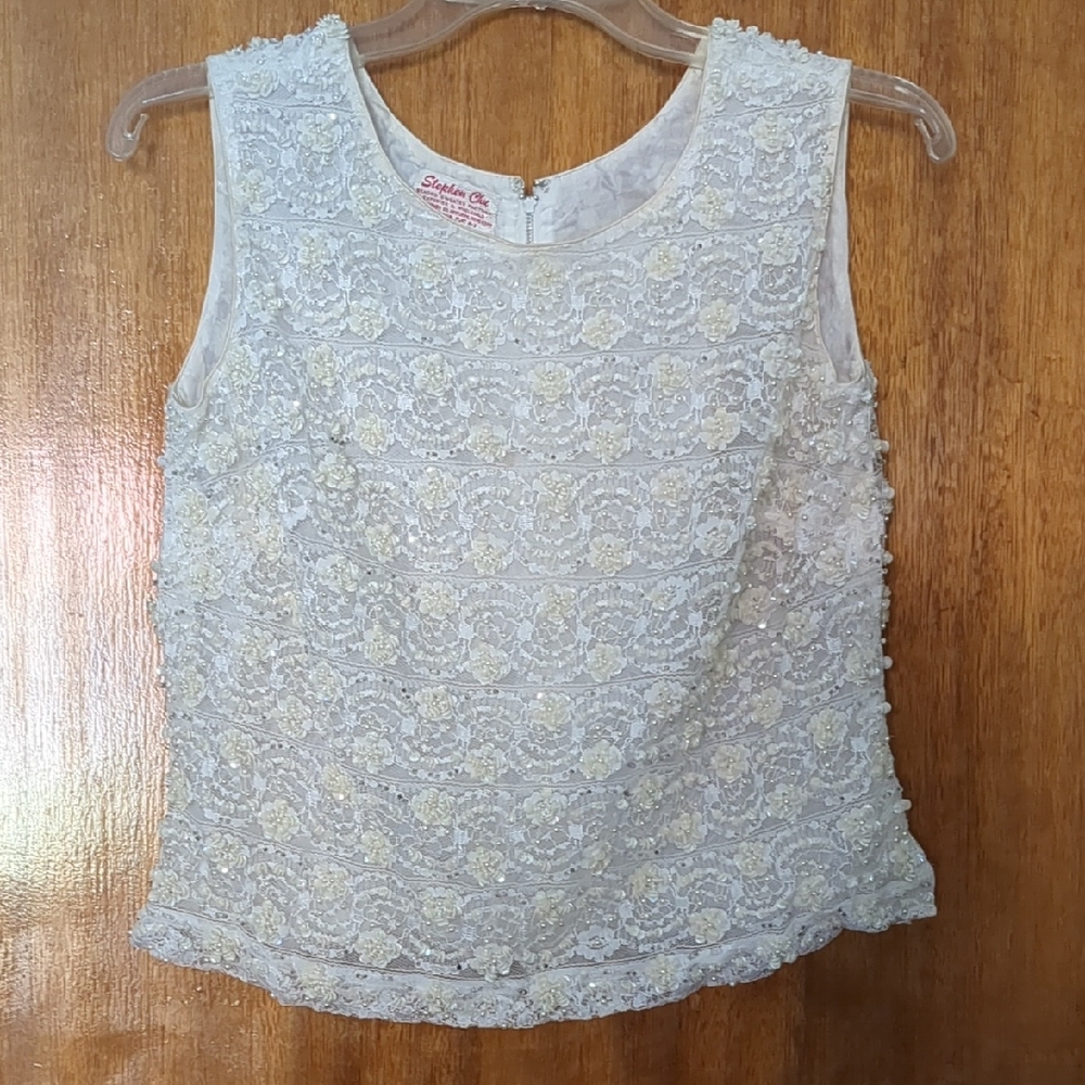 Vintage Stephen Chu Beaded Sleeveless Sweater